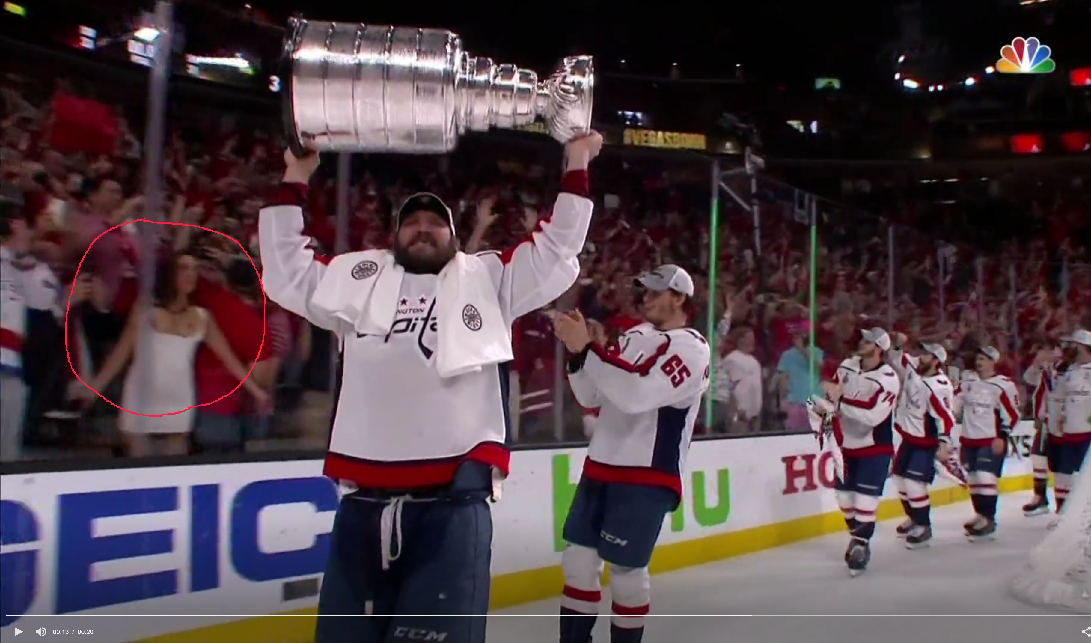 Flashing the stanley cup winning capitals. 